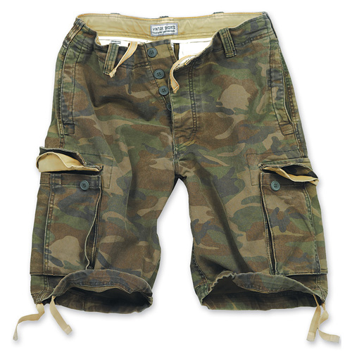 PANTALON CORTO VINTAGE CAMUFLAJE VERDE